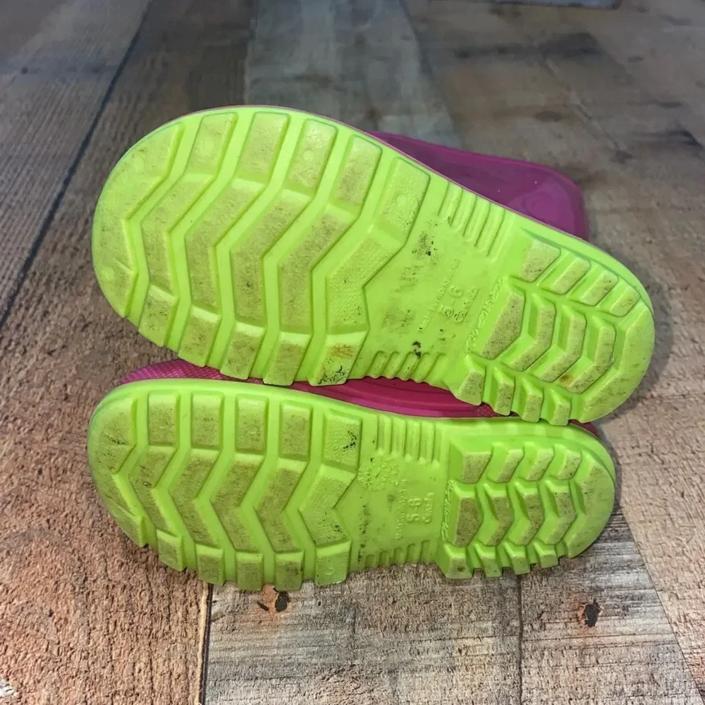 Pink and green‎ rain boots size 5/6
